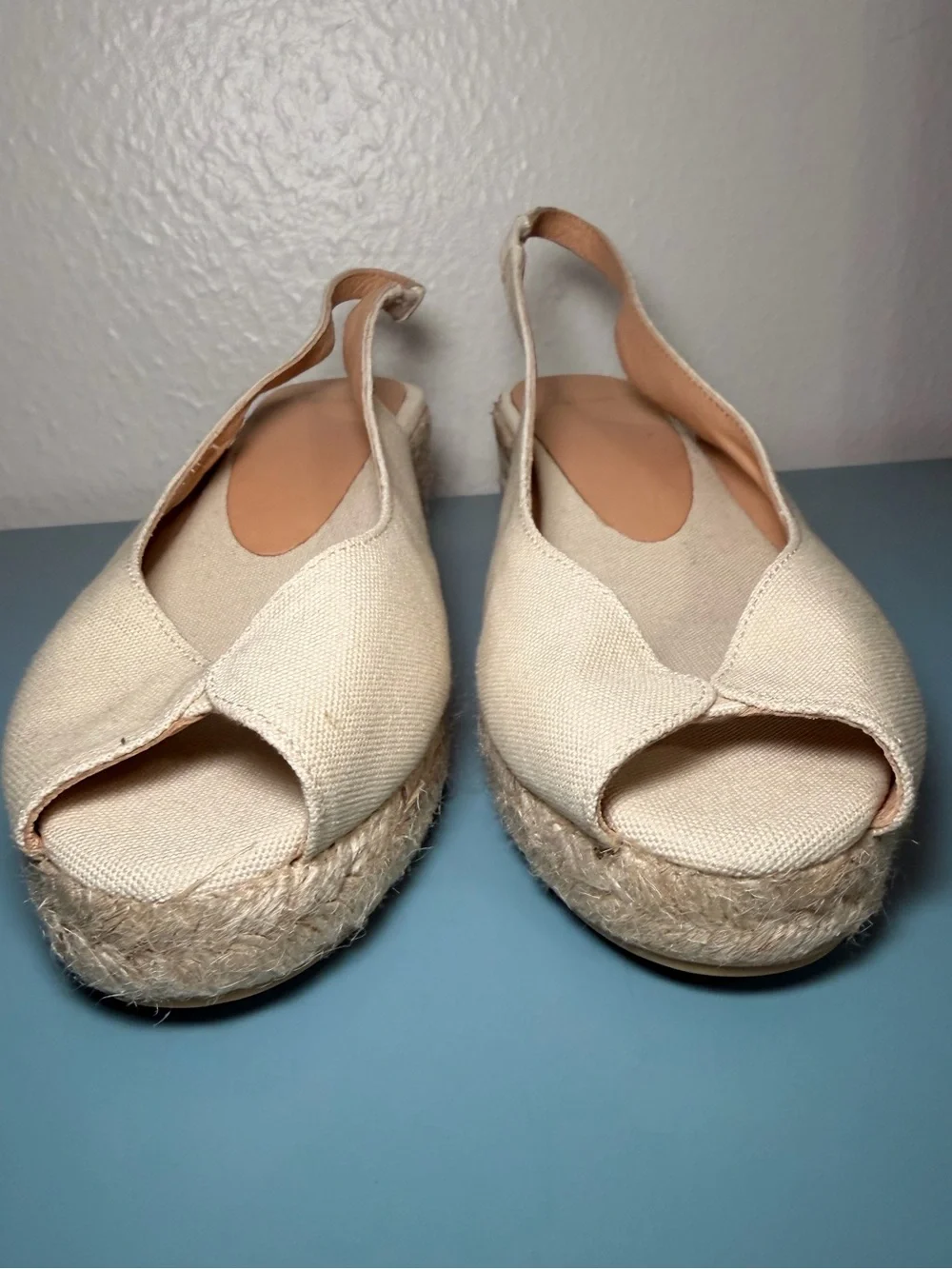 Women’s Cream Canvas Espadrille Slingback 2” Wedge - Size 39